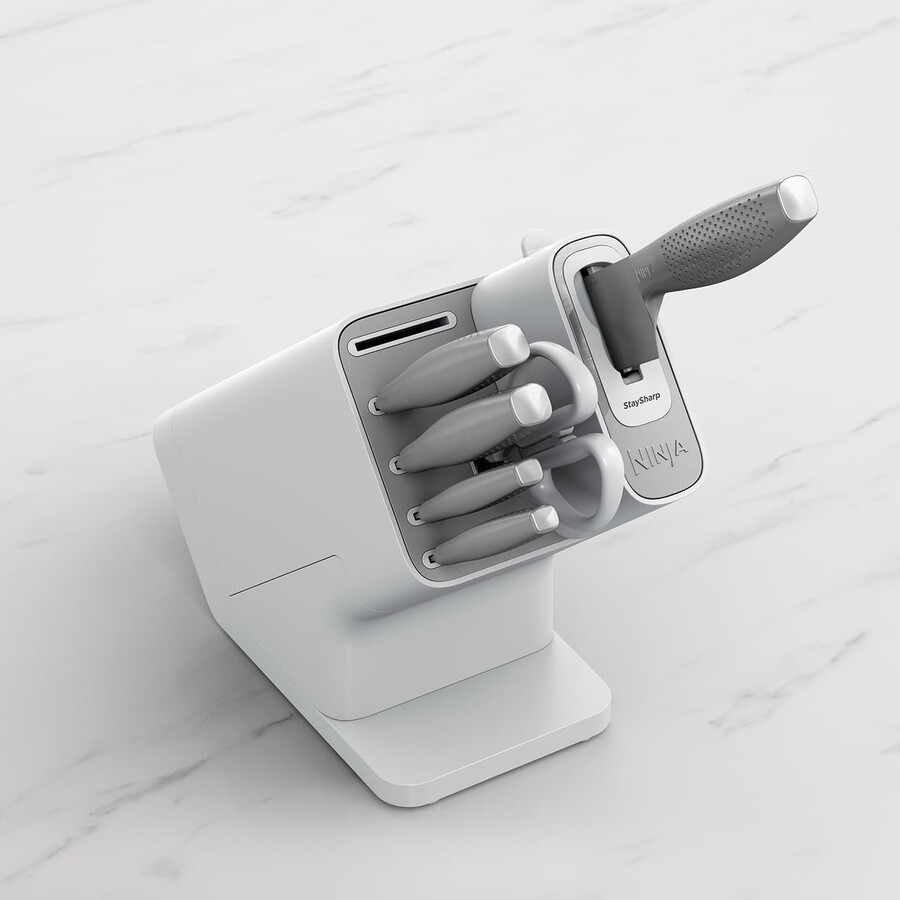 juego de cuchillos ninja staysharp de acero inoxidable de 6 piezas y bloque blanco – k62006euwh