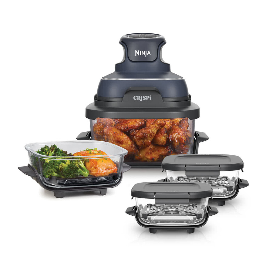 freidora de aire portátil de vidrio ninja crispi 4 en 1 flex set - cyber space