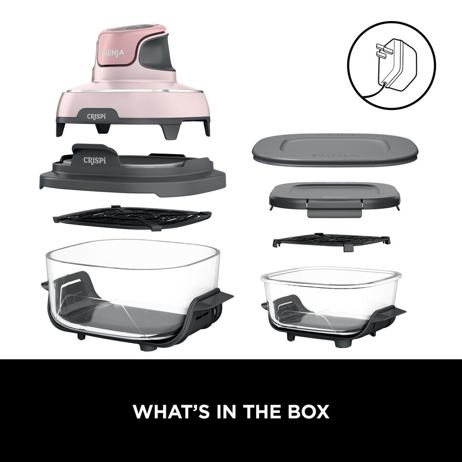 freidora de aire portátil de vidrio ninja crispi 4 en 1 - rosa fn101ukpk