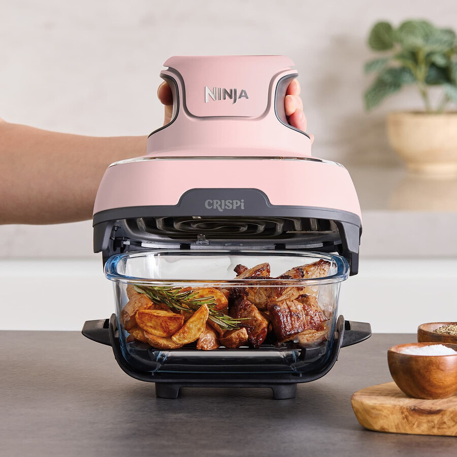 freidora de aire portátil de vidrio ninja crispi 4 en 1 - rosa fn101ukpk