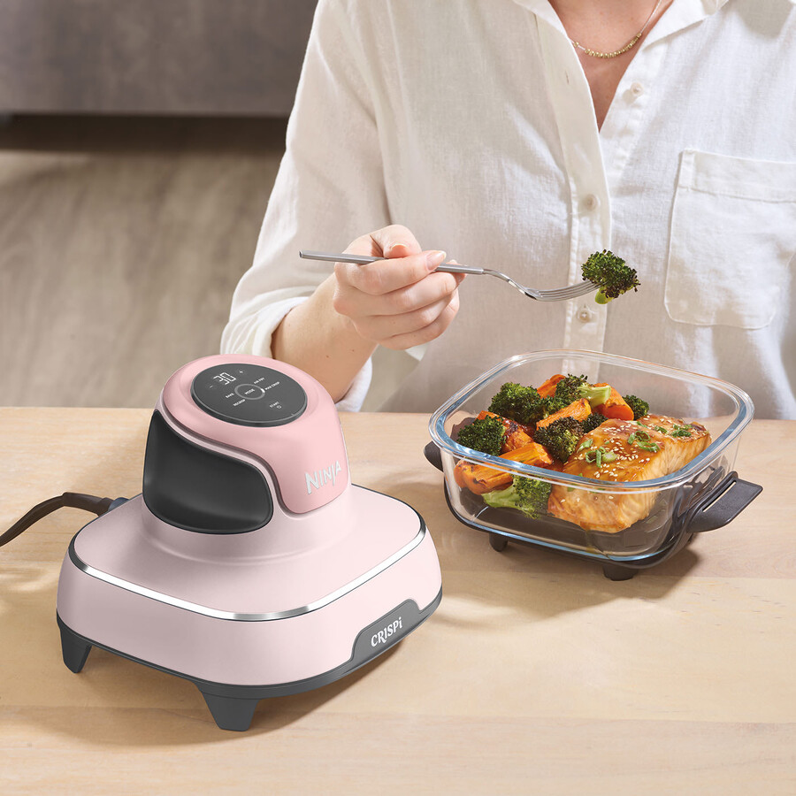 freidora de aire portátil de vidrio ninja crispi 4 en 1 - rosa fn101ukpk