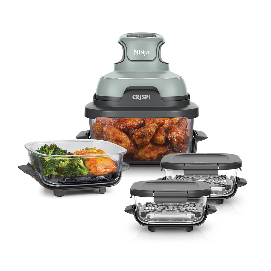 freidora de aire portátil de vidrio ninja crispi 4 en 1 para preparar comidas - salvia