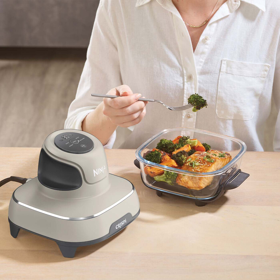freidora de aire portátil de vidrio ninja crispi 4 en 1 para preparar comidas - piedra