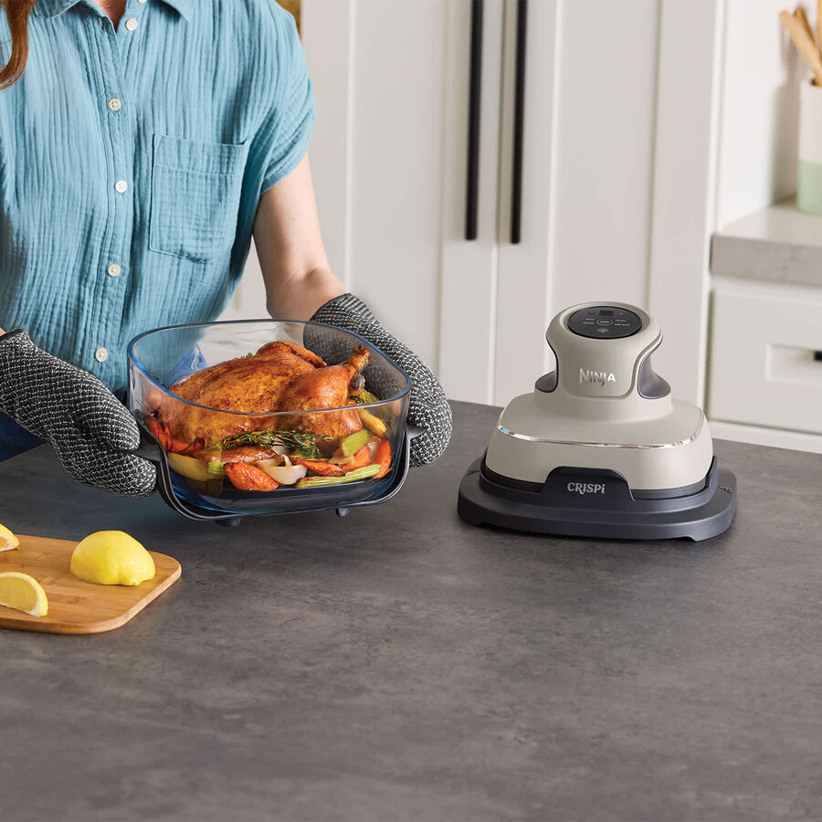 freidora de aire portátil de vidrio ninja crispi 4 en 1 para preparar comidas - piedra