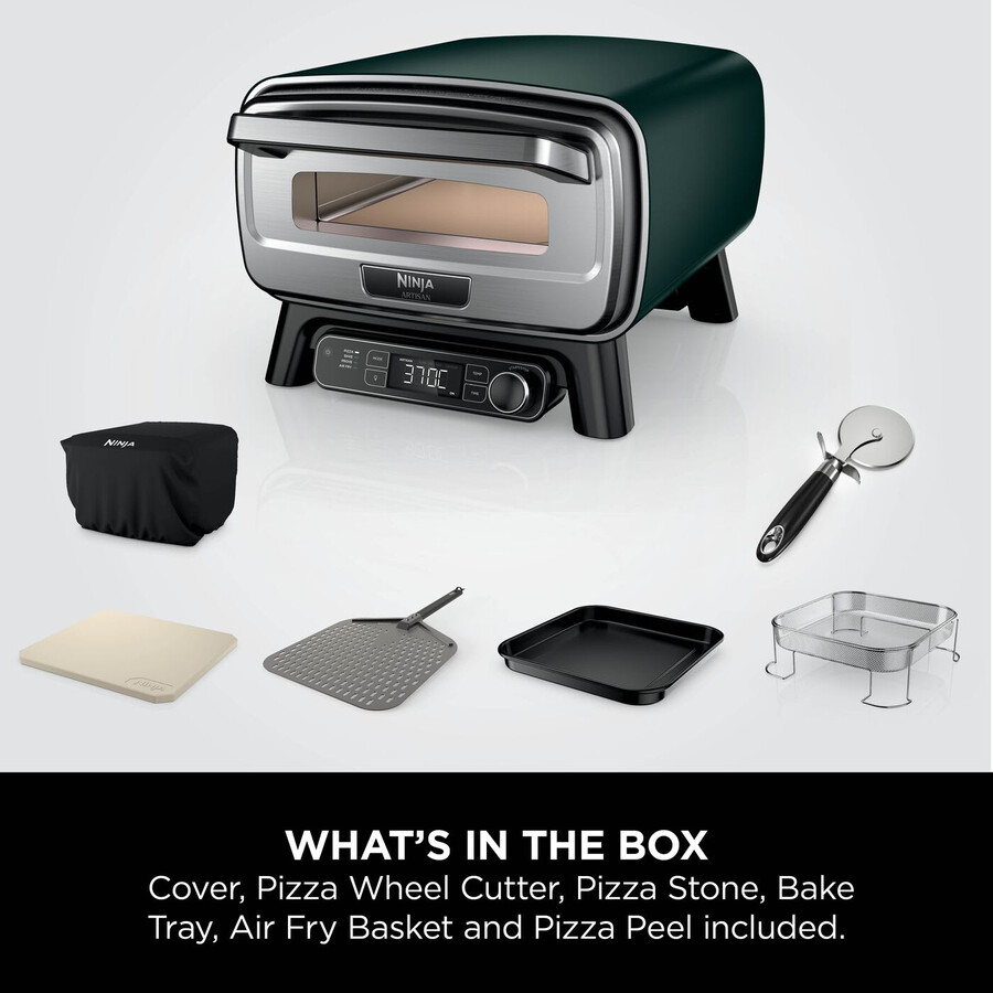 horno de pizza eléctrico para exteriores ninja artisan con freidora de aire – verde británico de carreras mo201ukdb