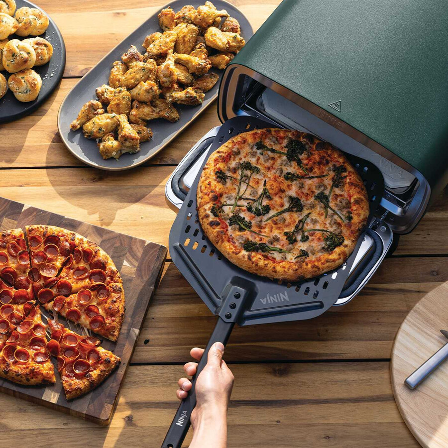 horno de pizza eléctrico para exteriores ninja artisan con freidora de aire – verde británico de carreras mo201ukdb
