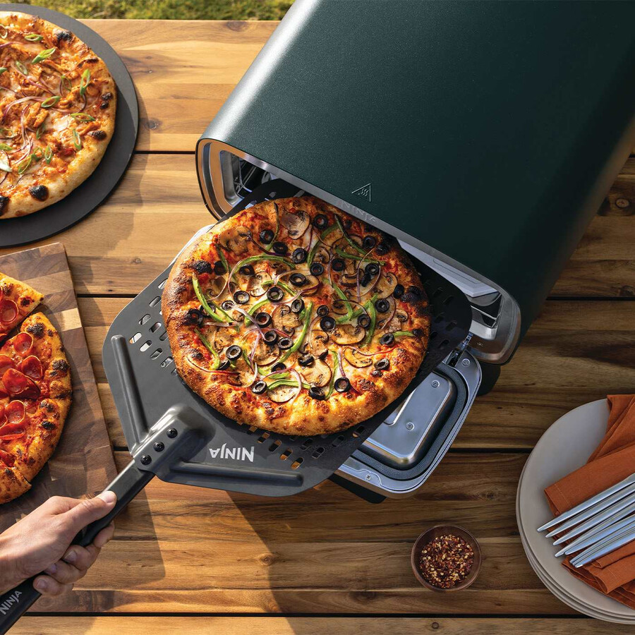 horno de pizza eléctrico para exteriores ninja artisan con freidora de aire – verde británico de carreras mo201ukdb