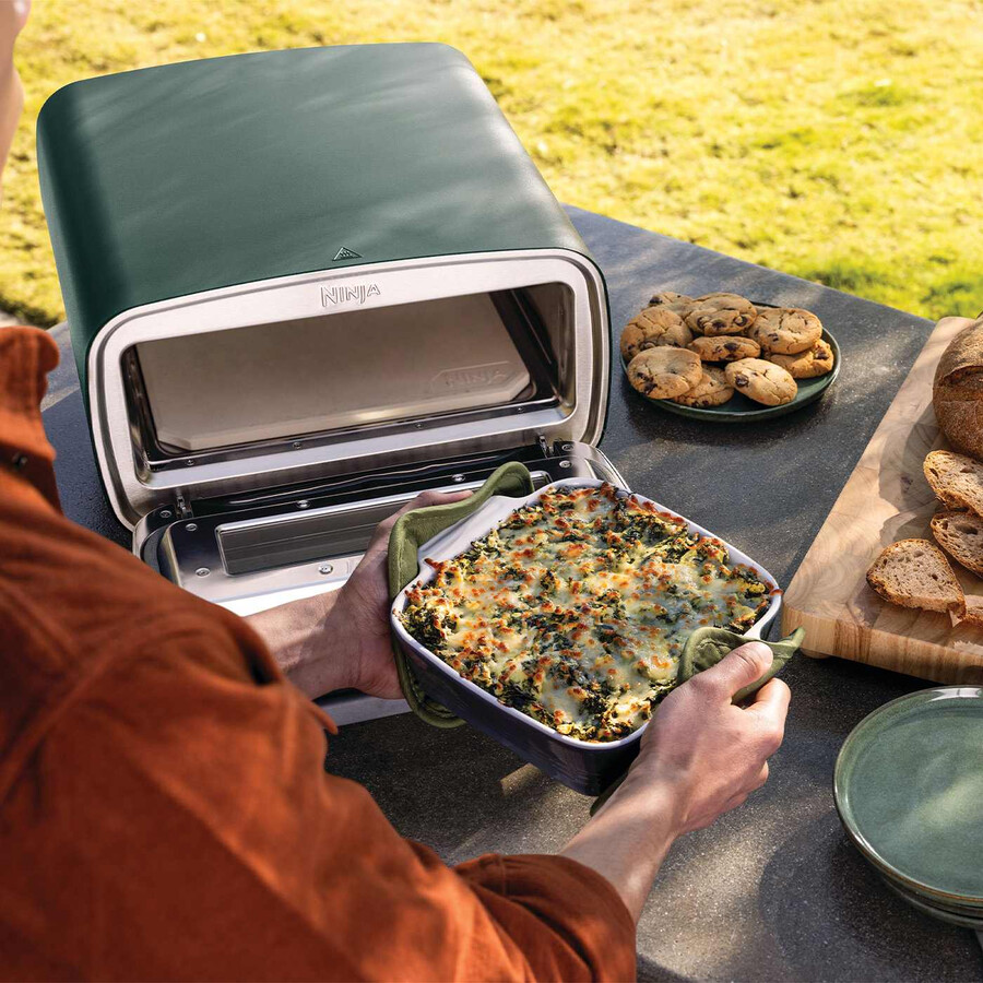 horno de pizza eléctrico para exteriores ninja artisan con freidora de aire – verde británico de carreras mo201ukdb