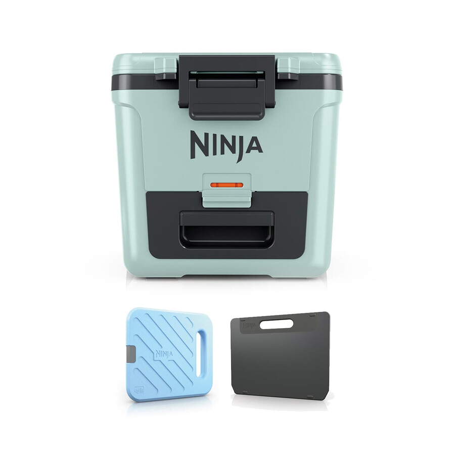 nevera portátil con ruedas ninja frostvault de 30 cuartos28 litros con zona seca azul marino fb230ukmt