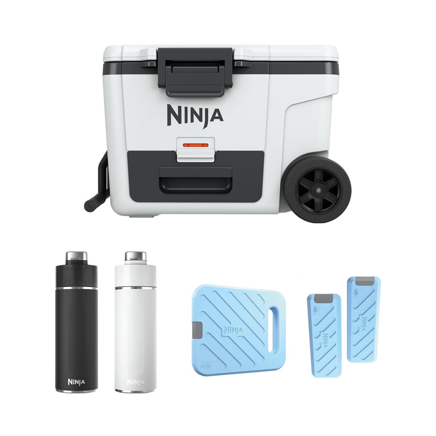 paquete de hielera con ruedas ninja frostvault de 45 cuartos42 litros paquete de hielo y botella thirsti