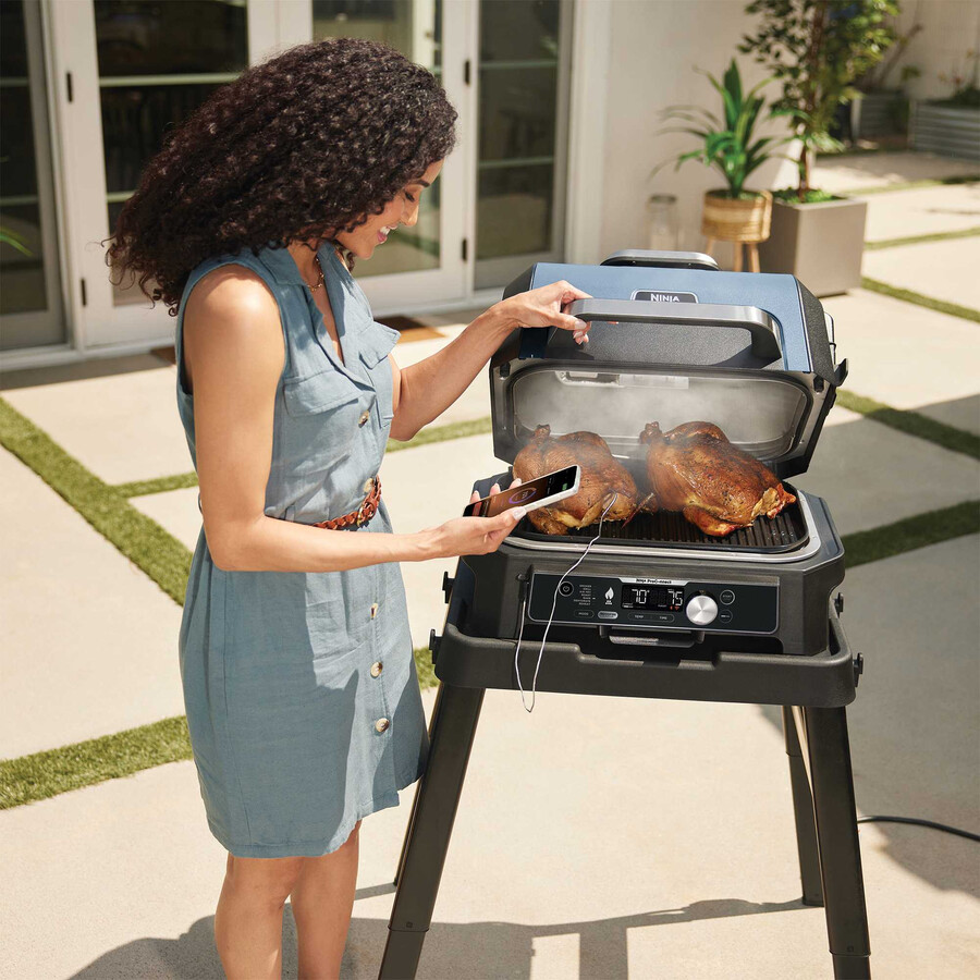 paquete de barbacoa eléctrica ninja woodfire xl y nevera portátil frostvault de 47 l