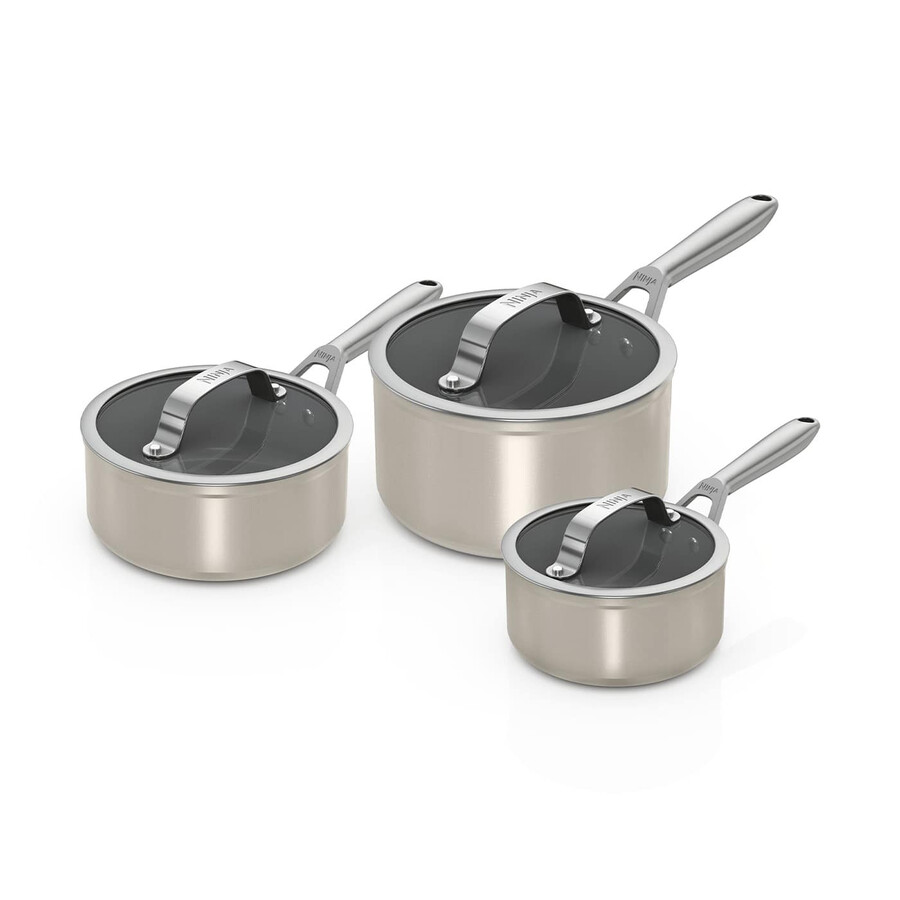 juego de cacerolas ninja ceramic pro de 3 piezas – piedra